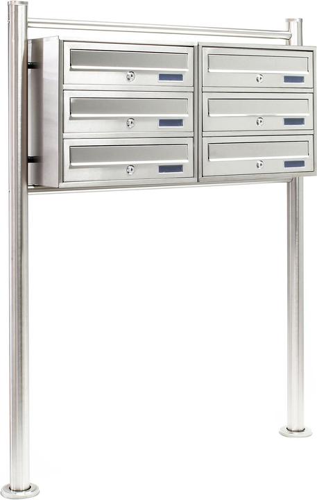 Produktbild Wiltec 6er Briefkastenanlage Edelstahl 2x3 Fächer Standbriefkasten Briefkasten