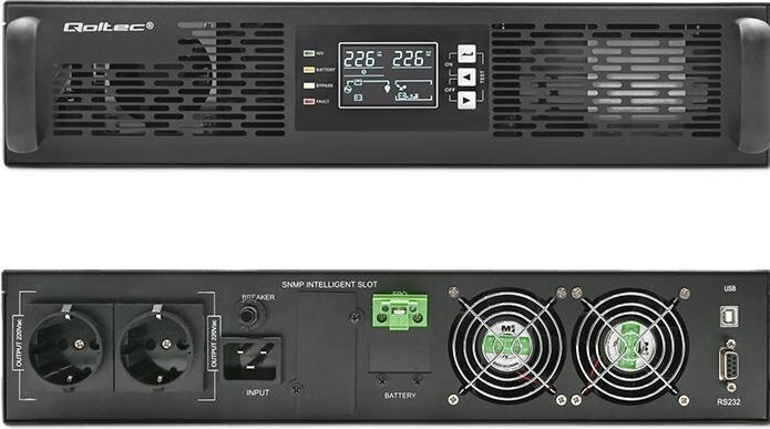 Actual product image Qoltec ZASILACZ AWARYJNY UPS DO RACK | 2.4KVA | 2400W | POWER FACTOR 1.0 | LCD | EPO | USB | ON-LINE (2400 VA, 2000 W, Online double converter UPS)