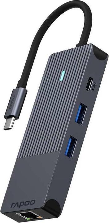 Rapoo USB-C Multiport Adapter, 8-in-1, grau (USB-C, 1 Ports)