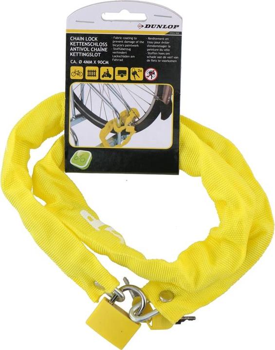Actual product image Dunlop Anti-theft bicycle lock 90 cm (Yellow) (90 cm)