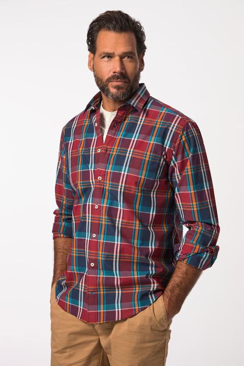 Actual product image JP1880 Check shirt, long sleeve, Kent collar, modern fit, up to 8 XL (7XL)