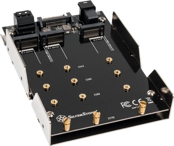 Actual product image Silverstone SDP12 - Drive bay adapter - 3.5" to 3 x M.2 (8.9 cm to 3 x M.2)