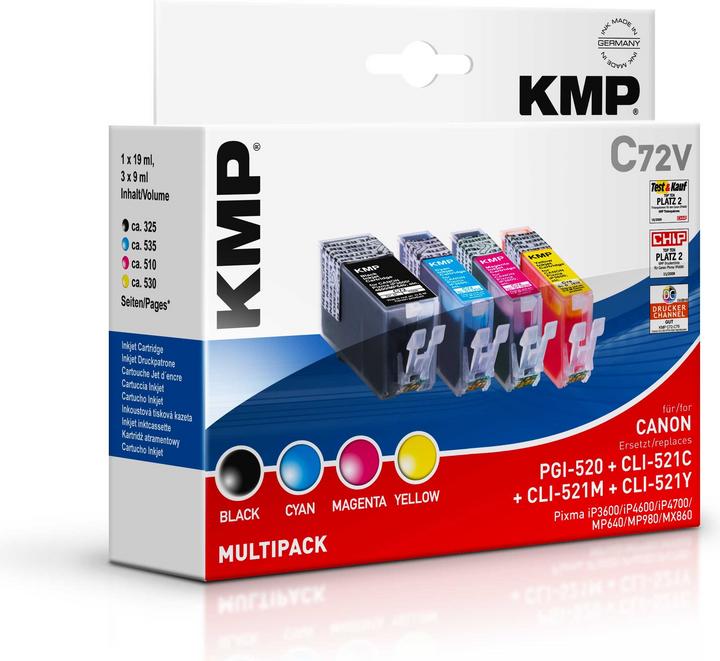 Productafbeelding KMP C72V Value Pack BK/C/M/Y Comp. met PGI-520 / CLI-521 (M, C, Y, BK)