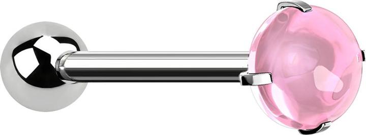 Immagine prodotto Star Piercing Barbell silber mit Kugel und Cabochon pink gefasst (senza ottone, Acciaio chirurgico 316L)