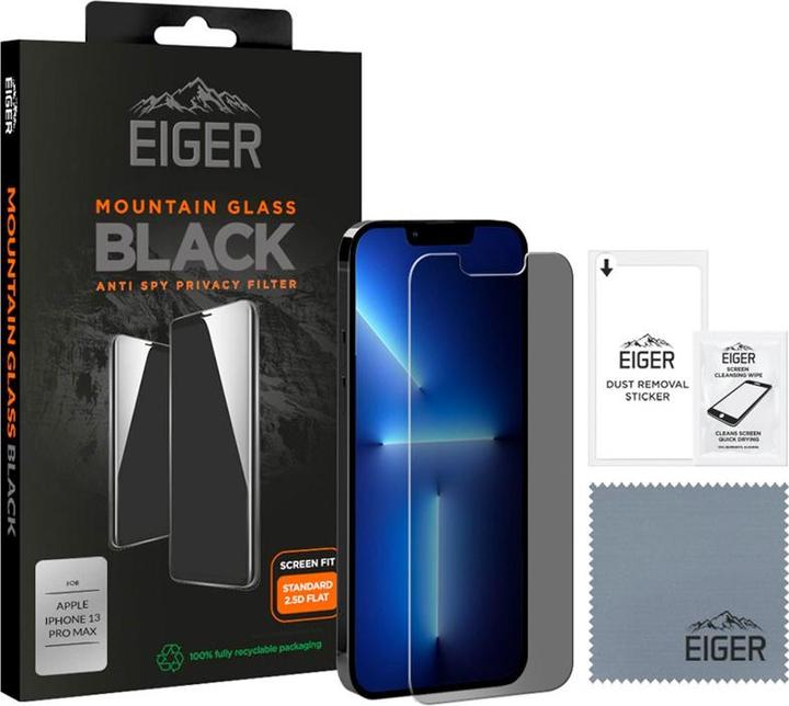 Actual product image Eiger Mountain Glass Black (1 Piece, Apple iPhone 13 Pro Max, Apple iPhone 14 Plus)