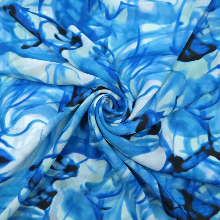 Produktbild Stoffrestposten Chiffon - Blau marmoriert