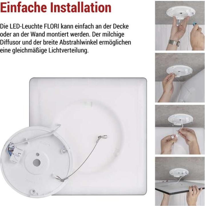 Produktbild Emos LED-Anbauleuchte FLORI quadrat, schwarz, 18W, neutralweiss (1800 lm)