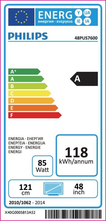 Label énergétique Philips 48pus7600/12 (48", OLED, 4K)