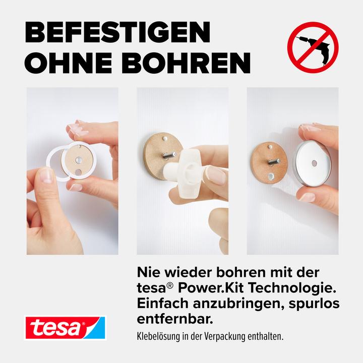 Produktbild tesa ALUXX Duschkorb inkl. Klebelösung ohne Bohren (9 x 13 x 26.5 cm)