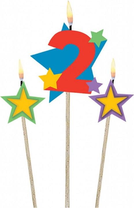 Amscan Bougie numéro 2 avec 2 bougies étoiles (12 x)