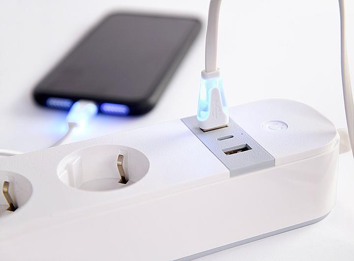 Produktbild Gembird Smart Steckdosenleiste mit USB-Ladegerät 4 französische Steckdosen Weiss (4 x, CEE 7/5, 1.50 m)