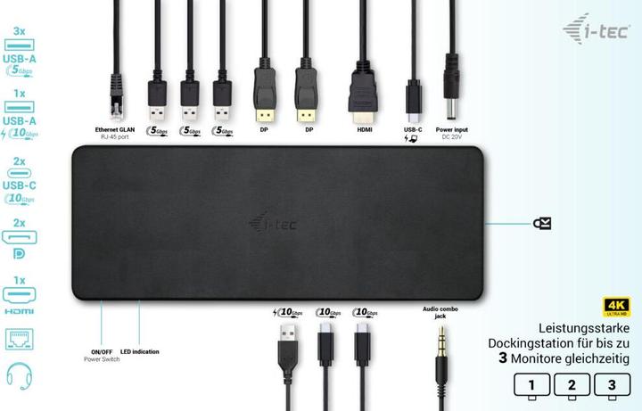 Produktbild i-tec USB-C Triple 4k Display Docking (USB-C, 6 Ports)