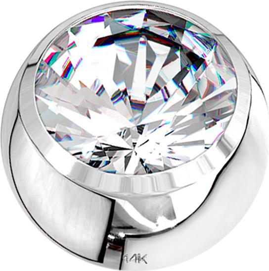 Star Piercing Micro Kugel 14k weissgold mit Kristall silber (14k Gold, ohne Messing)