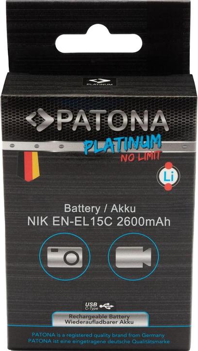 Image du produit Patona Platinum Batterie Nikon ENEL15C USB-C (Batterie de l'appareil photo)
