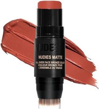Actual product image Nudestix Nudies Matte Cream Bronzer 3-in-1 All Over Face Colour for Face, Eyes, and Lips with Blending Brush (Nudies Matte Bronze (All Over Bronze Colour), Highlighter)