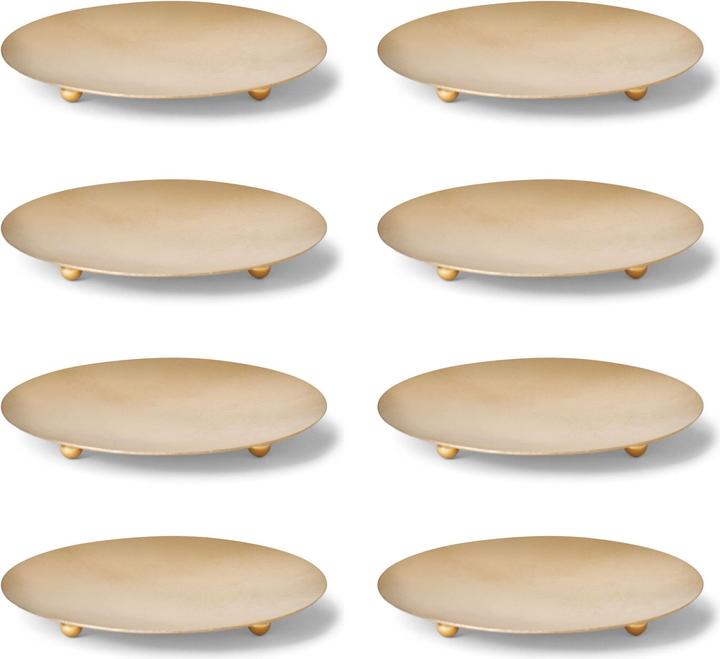 Produktbild Novaliv 8er-Set Kerzenhalter Dekoteller Stumpenkerzen GOLD 10cm Kerzenteller (10 x 10 x 10 cm)