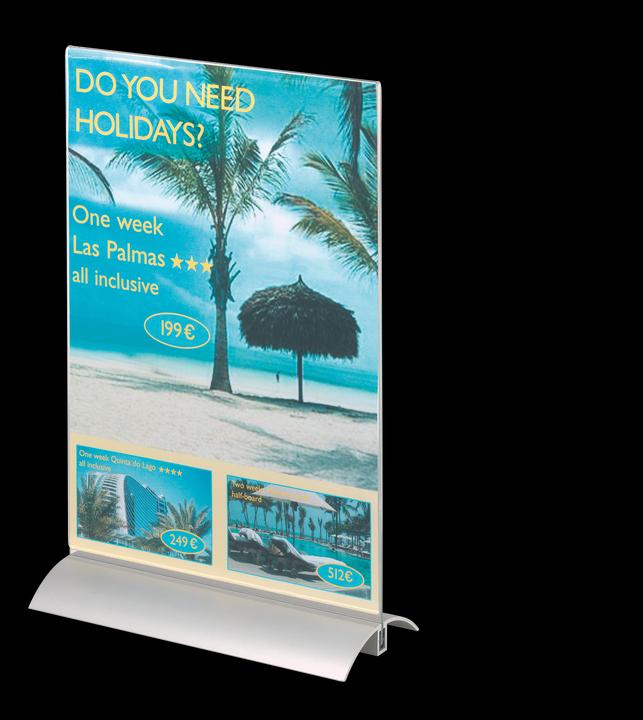 Actual product image Durable Table display, acrylic with aluminium base (A4)