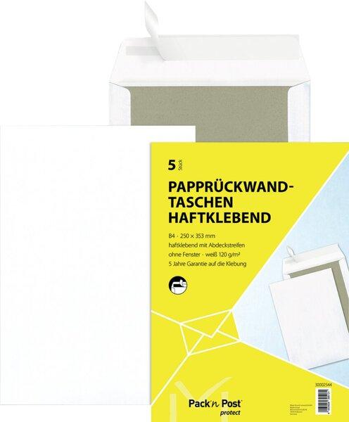 Produktbild Mayer-Network 30002544 Papprückwandtaschen B4, ohne Fenster, 120 g/qm, weiss, 5 Stück (5 x)