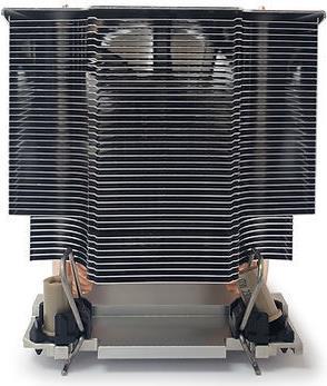 Actual product image Dynatron S6 Intel 4677 3U active aluminium heat sink with cooling fins and heat pipes in contact (91 mm)