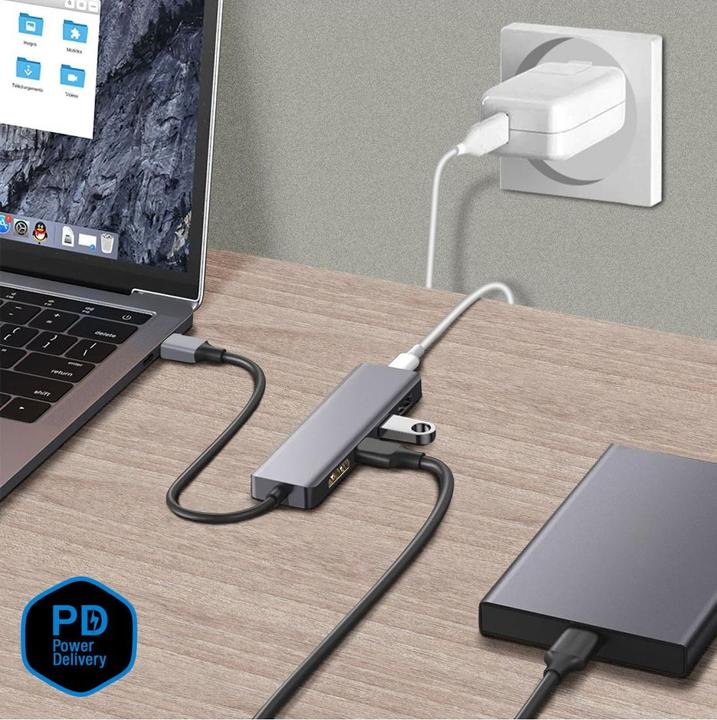 Immagine prodotto Akashi Hub 5 In 1: USB Type-C- Moltiplica Le Possibilità Del Tuo (USB-C)