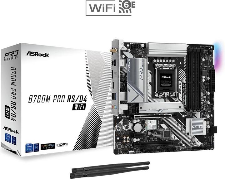 Image du produit AsRock B760M Pro RS/D4 WiFi (LGA 1700, Intel ICH7, mATX)
