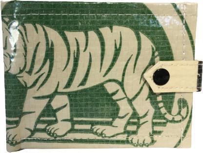 Bekos Upcycling - Geldbörse mit Lasche aus recycelten Zementsäcke green Tiger
