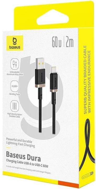 Image du produit Baseus Dura USB type A vers type C 60 W câble de charge rapide 2 m noir or (2 m, USB 3.0)