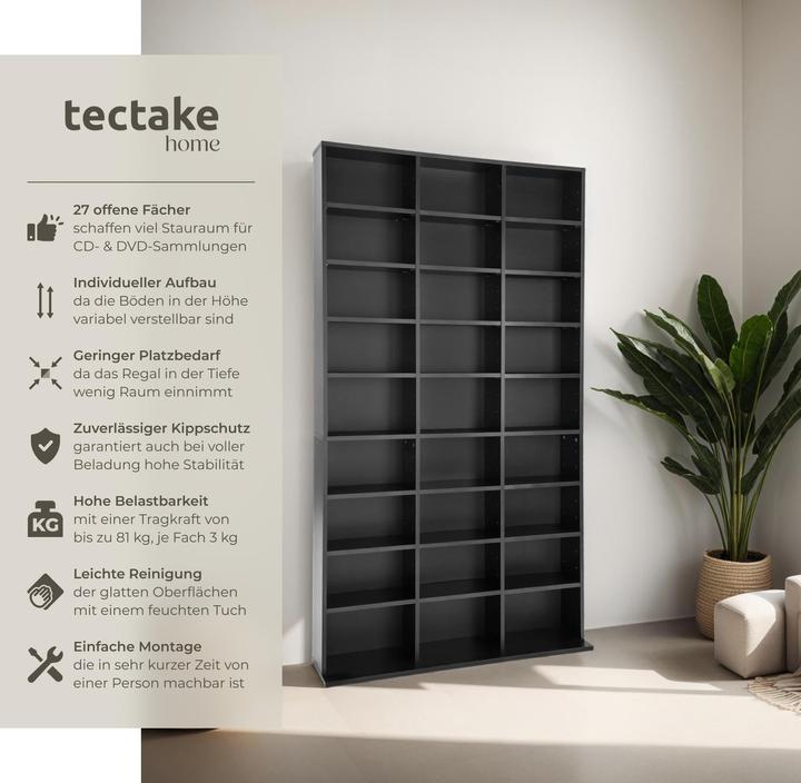 Produktbild tectake CD Regal (102 x 23.5 x 180 cm)