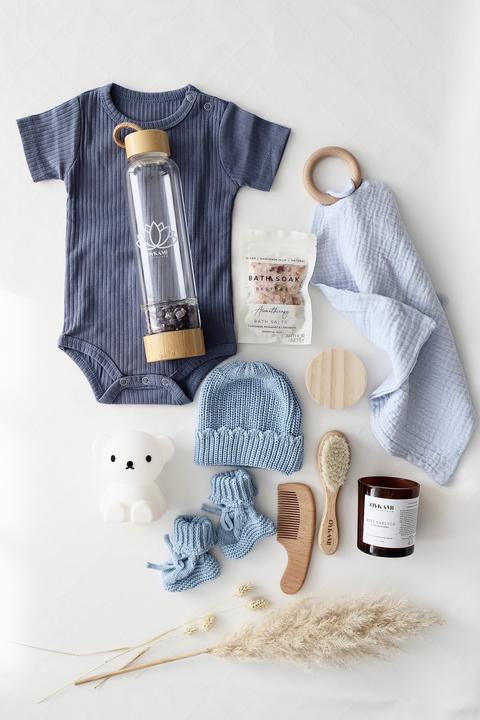 Actual product image Oykami Mama & Baby Geschenkbox Blau "Lugano" Boris - violette Steine