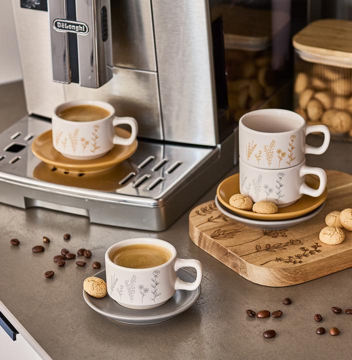 Actual product image Zeller Present Espressotassen Set Flowers 8-teilig weiss grau gelb (70 ml, 8 x)