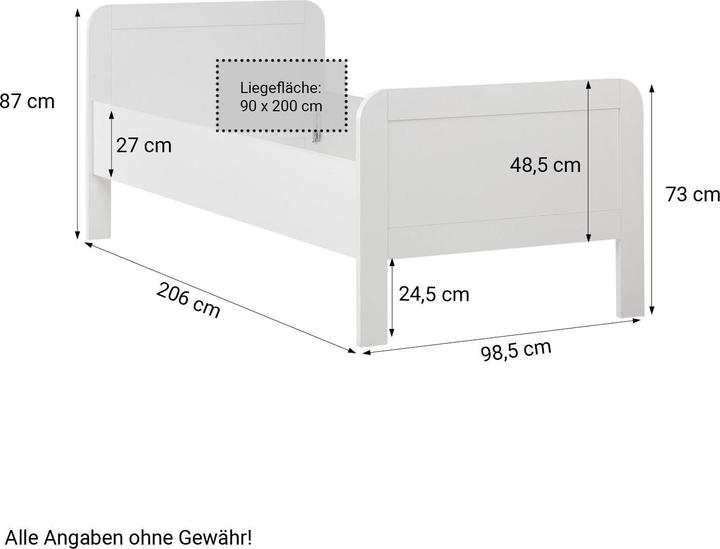 Produktbild Homestyle4u Holzbett Höhenverstellbar (90 x 200 cm)