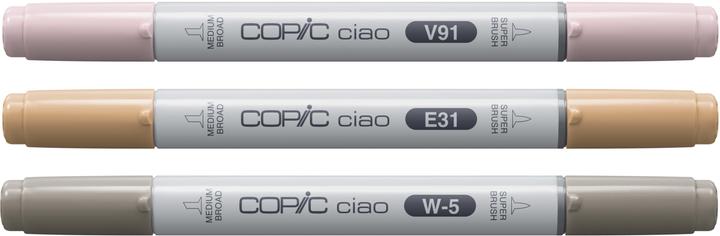 Actual product image Copic CIAO - Brand (W-5 Warm Gray No. 5, E-31 Brick Beige, B-95 Light Grayish, 6 mm, 3 x)