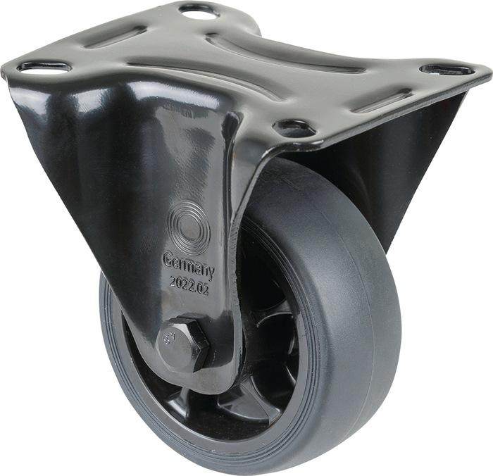 BS Rollen Bockrolle Rad-Ø 80 mm Tragfähigkeit 100 kg Bockrollen Gummi Platte L104xB80 mm Farbe Rolle schwarz
