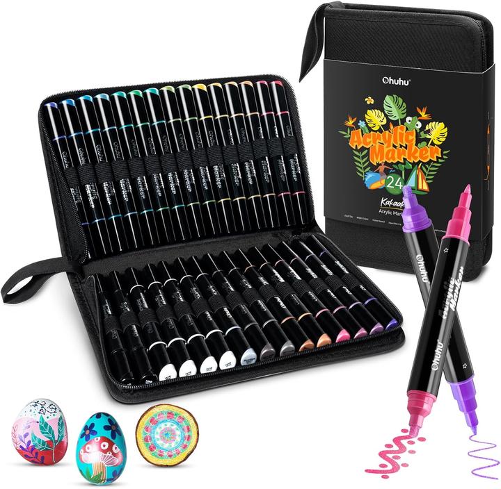 Actual product image Ohuhu Kakaako acrylic pencils (Silver, Multicoloured, Gold, Copper, Bronze, 3 mm, 30 x)