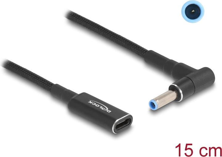 Actual product image Delock Adapter cable for notebook charging cable USB Type-C™ socket to HP 4.5 x 3.0 mm plug 90° angled 15