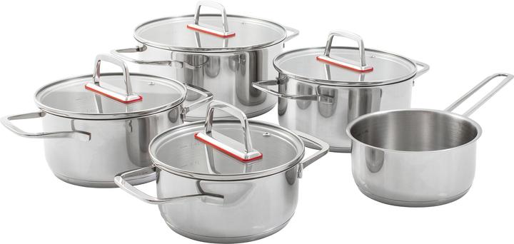 Produktbild Kopf Topfset Jara aus Edelstahl, Induktion, Kochtopfset mit praktischem Abgiessrand, 9-teilig (24 cm, Kochtopf, Edelstahl)