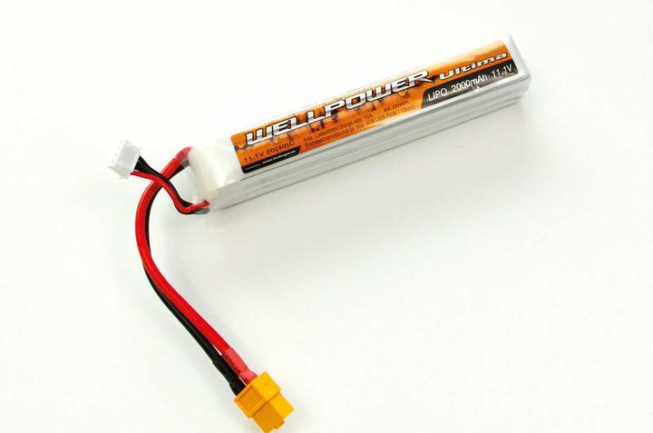 Produktbild Wellpower lipo akku ultima 2000 mah / 11,1 volt 3s "slim" 20/40c xt-60 (11.10 V, 2000 mAh)