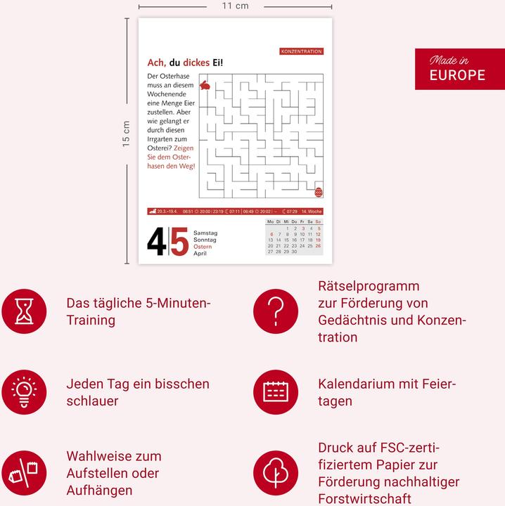 Productafbeelding Harenberg Meyers Grips-Gymnastik Tagesabreisskalender 2026 - Das tägliche 5-Minuten-Training für Gedächtnis (Duits, Philip, KIEFER, 2025)