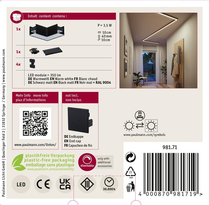Actual product image Paulmann Lichtkanalsystem Linion Lichtkanal Ecke (350 lm)