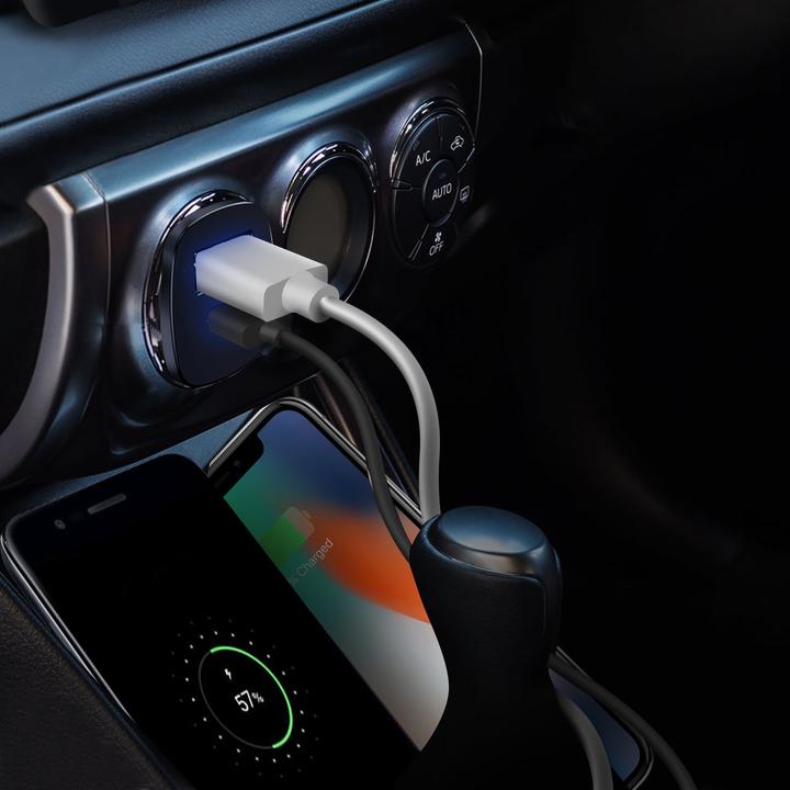 Image du produit Baseus Chargeur de voiture métallique carré USB/TypeC (30W)
