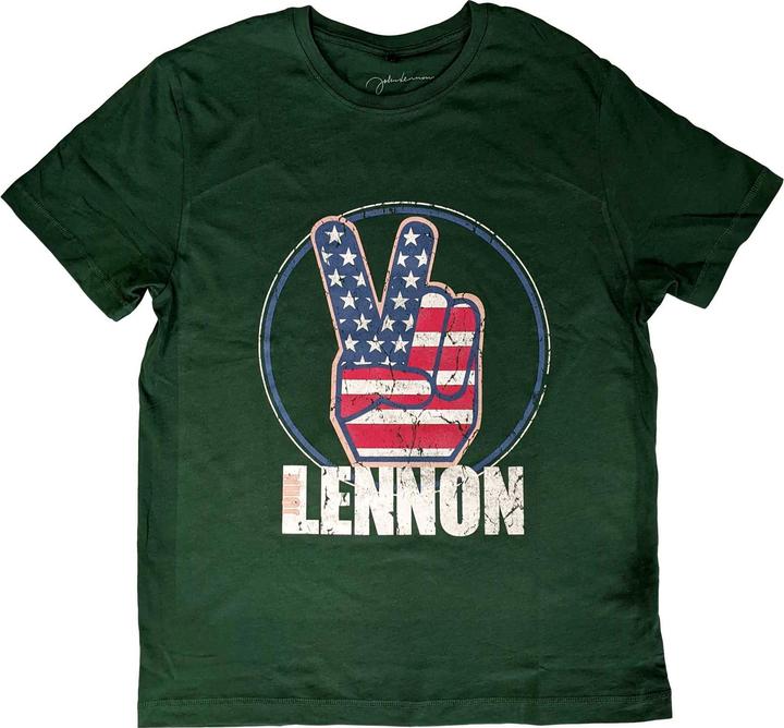 Actual product image John Lennon Peace Fingers US Flag (XXL)