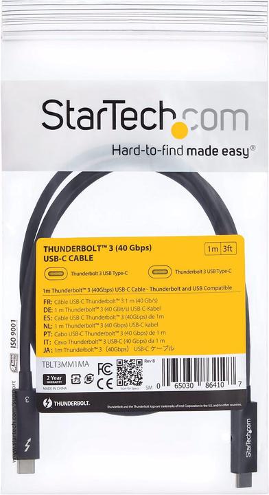 Produktbild StarTech 1M THUNDERBOLT 3 40GBPS CABLE (1 m, Thunderbolt)