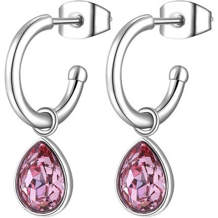 Sagapo S'Agapõ - Round earrings with pink crystals 2in1 Lucky Light SKT22