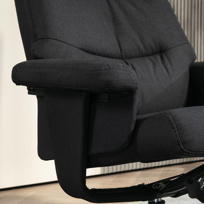 Produktbild Swisshandel24 Relaxsessel mit Hocker, Gepolstert Fernsehsessel mit Liegefunktion, Schwarz