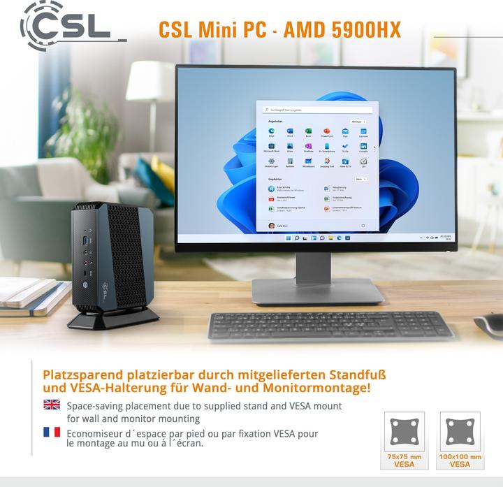 Actual product image CSL Mini-PC AMD 5900HX (AMD Ryzen 9 5900HX, 64 GB, 4000 GB, AMD Radeon Graphics)