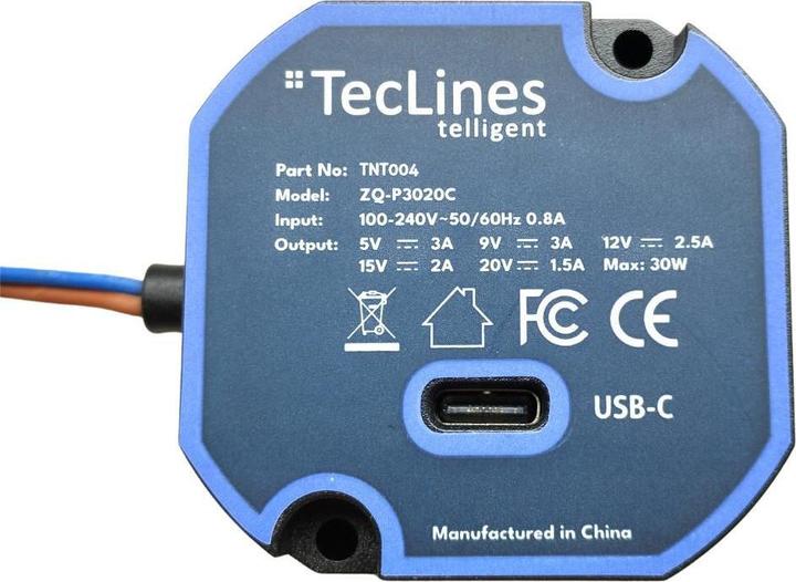 Produktbild TecLines TNT004 Wandeinbau USB Tablet Unterputz Netzteil 30W Leistung (30 W)