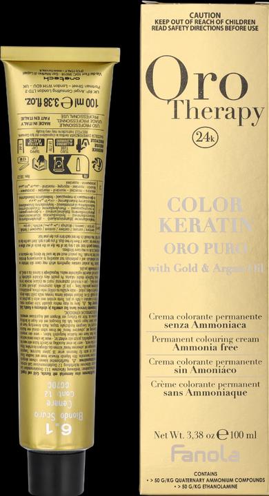 Image du produit Fanola Oro Therapy Color Keratin Puro 6.1 Dark Ash Blonde 100ml (6.1 Frêne blond foncé)