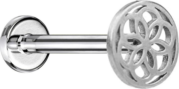 Image du produit Star Piercing Micro Labret Innengewinde silber Blume des Lebens (sans laiton)