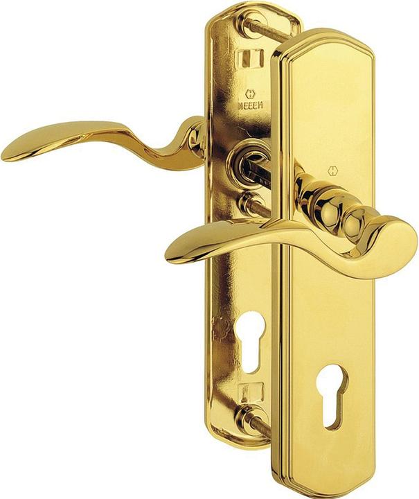 Hoppe Security lever handle set MÜNCHEN - on plate PZ92, left, TS 77 -82, MS PVD (Door set)