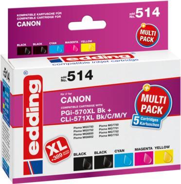 Produktbild Edding EDD-514 schwarz, cyan, magenta, gelb Druckerpatronen kompatibel zu Canon PGI-570XL/CLI-571XL (M, Y, C, BK)